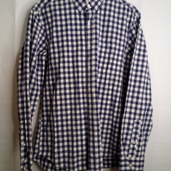 J Crew Shirt Men M Slim Button Down Long Sleeve Check Pattern Blue White - Picture 2 of 15
